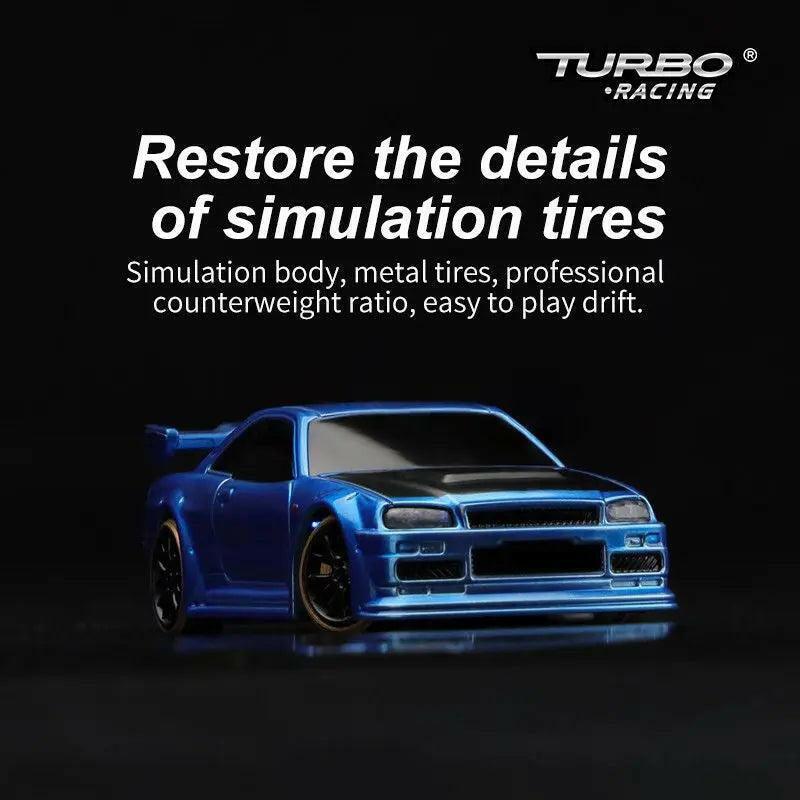 Turbo Racing C64 Desktop Drift Car(With Gyro) 1:76 RTR (Blue/Green) | India.
